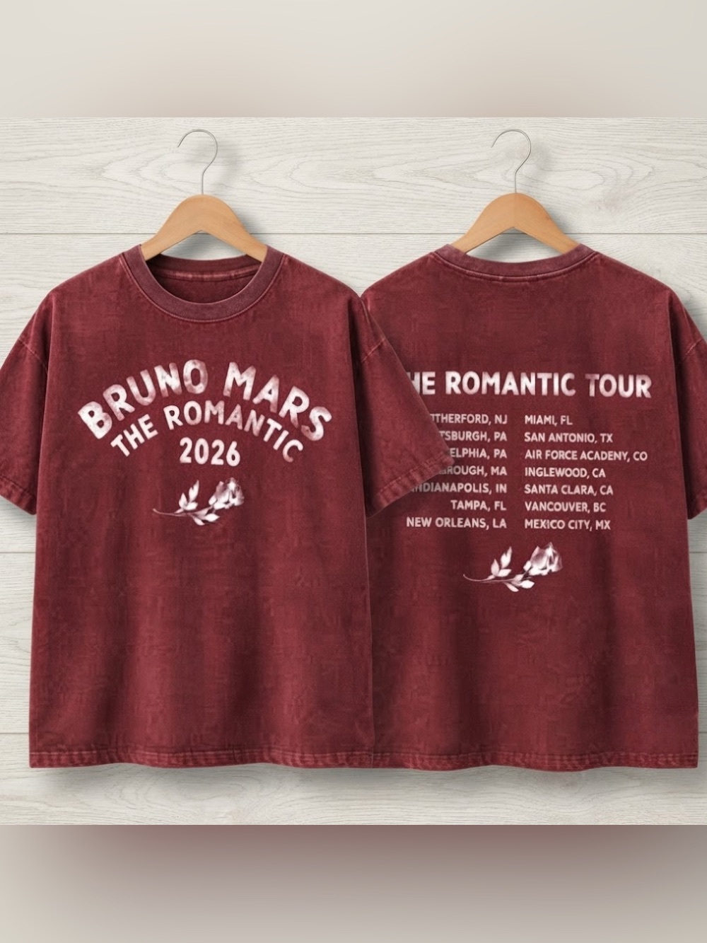 Comfort Colors Bruno Mars The Romantic Tour 2026 Concert Tour T-Shirt